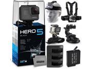 GoPro HERO5 Black CHDHX 501 with Headstrap Chest Harness Mount Wrist Glove Strap Suction Cup Two Extra Batteries Travel Charger