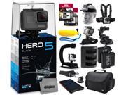 GoPro HERO5 Black CHDHX 501 with 96GB Ultra Memory Solar Charger Headstrap Chest Harness Floaty Bobber Suction Cup Opteka X Grip Large Padded Case