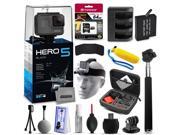 GoPro HERO5 Black CHDHX 501 with 64GB Ultra Memory Premium Case Extra Battery Travel Charger Selfie Stick Head Strap Floaty Bobber MicroSD Card Re