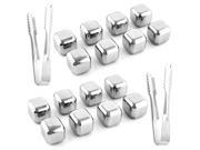 Healthpro Stainless Steel Ice Cubes Chilling Stones Rocks Reusable with Tong for Whiskey Wine Beverage Drinks Set of 16 PCs