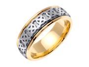14K Two Tone Gold Comfort Fit Wheel Of Being Celtic Men S 8 Mm Wedding Band