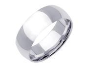 18K White Gold Mens Traditional Classic Wedding Band 8mm