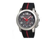 Morphic M22 Series Watch Black Silicone Band Red Hand Silver Bezel Grey Analog D