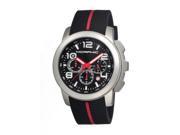 Morphic M22 Series Watch Black Silicone Band Red Hand Silver Bezel Black Analog