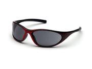 Pyramex Zone II Safety Glasses Gray Lens Red Wood Frame
