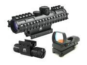 NcStar 2 7x32mm Rifle Scope Kit 1 Mil Dot Reticle w Green Laser and Red Dot S