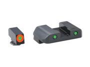 AmeriGlo Spartan Tactical Operator Sight Front Rear For Glock 42 and 43 Green Tritium Orange Round Outline Front Gr