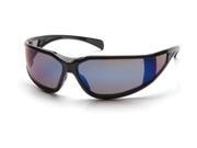 Pyramex Exeter Safety Glasses Blue Mirror Anti Fog Lens Glossy Black Frame SB