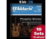 D addario Phosphor Bronze Acoustic Guitar Light EJ16 Strings 10 Sets Pro Pack