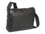Kenneth Cole Columbian Leather Flapover Messenger Bag Black