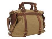 Vagabond Traveler Classic Antique Style Cowhide Leather Cotton Canvas Messenger Bag