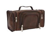 Piel Leather Multi Compartment Toiletry Kit Vintage Brown 3069 BRN