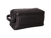 Mancini Leather Goods Colombian Leather Double Compartment Toiletry Kit