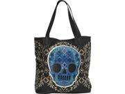 Loungefly Blue Skull Black Gold Detail Tote Bag
