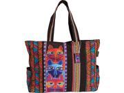 Laurel Burch Stacked Whiskered Cats Oversized Tote