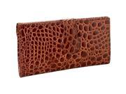 Budd Leather Crocodile Bidente Continental Slim Clutch Wallet with Double Snap Closure