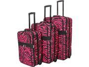 World Traveler Zebra 3 Piece Expandable Upright Luggage Set