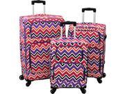 World Traveler Chevron Multi 3 Piece Expandable Upright Spinner Luggage Set