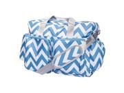 Trend Lab Blue and White Chevron Deluxe Duffle Diaper Bag