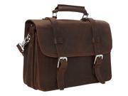 Vagabond Traveler 16in. 3 tier Pro Leather Briefcase Laptop Case