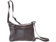 R R Collections Soft Drum Dyed Leather 3 Zip Gusseted Crossbody Bag