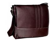 David King Vaquetta Leather Vertical Laptop Messenger with 3 Stripes Cafe