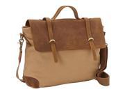 Vagabond Traveler Casual Style Cowhide Leather Cotton Canvas Messenger Bag