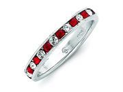 Sterling Silver Red and White Cubic Zirconia Eternity Band