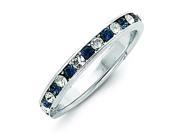 Sterling Silver Blue and White Cubic Zirconia Eternity Band