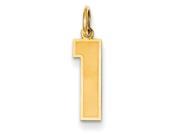 14k Medium Satin Number 1 Charm in 14 kt Yellow Gold