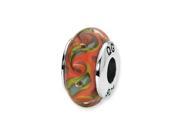 Reflections Sterling Silver Red Teal Swirl Hand blown Glass Bead Charm