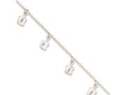 Sterling Silver Polished Turtle W 1in Ext. Anklet