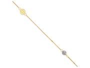 10 Inch 14k Two tone Puff Circle with 1in Ext Anklet in 14 kt Two Tone Gold