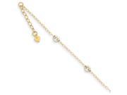 9 Inch 14k Two tone Oval Chain with Wavy Circles W 1in Ext Anklet in 14 kt Two Tone Gold
