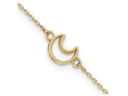 10 Inch 14k Gold Textured and Polished Moon W 1in. Ext. Anklet