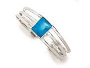 Sterling Silver Simulated Turquoise Three Strand Cuff Bangle Bracelet