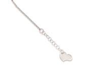 Sterling Silver Polished Heart W 1in Ext. Anklet