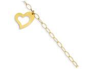 7.5 Inch 14k Oval Link Open Chain Bracelet with Heart Bracelet in 14 kt Yellow Gold