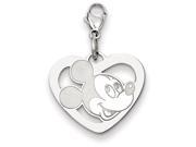 Disney Mickey Heart Lobster Clasp Charm in 14 kt White Gold