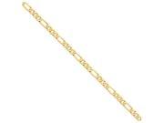 9 Inch 14k 6.25mm Flat Figaro Chain Ankle Bracelet Smaller Ankles in 14 kt Yellow Gold