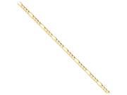 9 Inch 14k 5.25mm Concave Open Figaro Chain Ankle Bracelet Smaller Ankles in 14 kt Yellow Gold