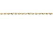 8 Inch 10k 2.55mm bright cut Extra lite Rope Chain Bracelet in 10 kt Yellow Gold