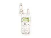Sterling Silver Green Cubic Zirconia Cellphone Charm