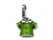 Green Enamel Blouse Charm for Charm Braclelet or Smartphone using our Smartphone Plug in Sterling Silver