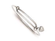 Sterling Silver Rhodium Plated Bright Cut Heart Baby Bangle