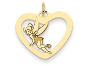Disney Tinker Bell Heart Charm in 14 kt Yellow Gold