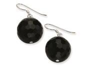 Sterling Silver 16.5mm Faceted Onyx Bead Earrings