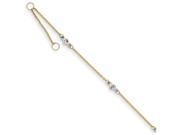 9 Inch 14k Two tone Cz W 1in Ext. Anklet in 14 kt Two Tone Gold