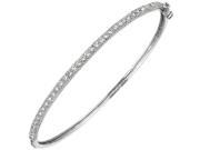 Sterling Silver 7.5 Inch Micropave CZ Bangle with Miligrain Edge