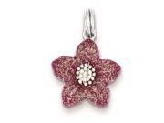 Sterling Silver Pink Enamel Flower Charm